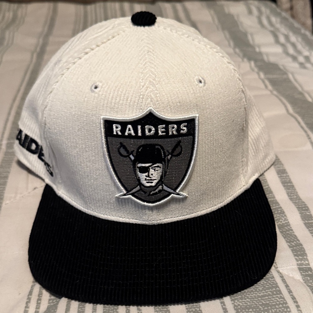 Raiders White and Black Cap